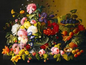 Palapeli, Asetelma kukkia ja hedelmiä, 1000 palaa - Bluebird Puzzle