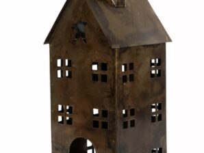 Talo, metallia, antiikkiruskea - A Lot Decoration