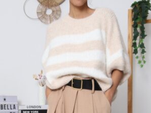 Neulepusero, beige-valkoinen, yhdenkoon - Kukkaiselämää