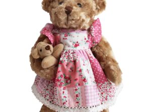 Nalle, tilkkumekossa pikku nallen kera, 30 cm