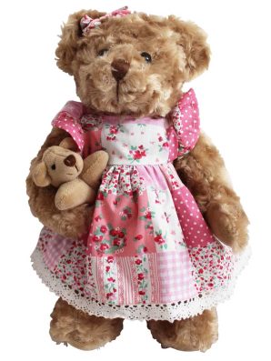 Nalle, tilkkumekossa pikku nallen kera, 30 cm
