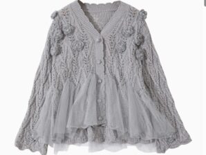 Neuletakki, harmaa, Ruusut, Yhdenkoon