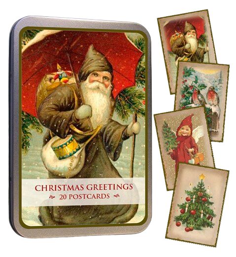 Joulukortit, vintagetyyliset, peltirasiassa, 20 kpl, Sköna Ting
