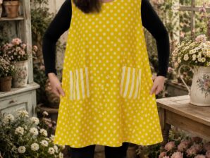 Liivihame Pallot ja raidat, puuvillainen A-linjainen mekko - Kukkaiselämää