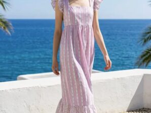 Mekko Rosalie Stripe – romanttinen puuvillamekko