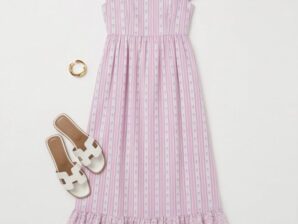 Mekko Rosalie Stripe – romanttinen puuvillamekko