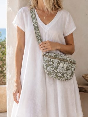 Olkalaukku vihreä CHARME – kaunis puuvillainen crossbody-laukku