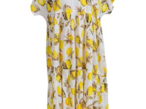 AMALFI LEMON PLUS, 3XL – pitkä puuvillamekko sitruunakuosilla