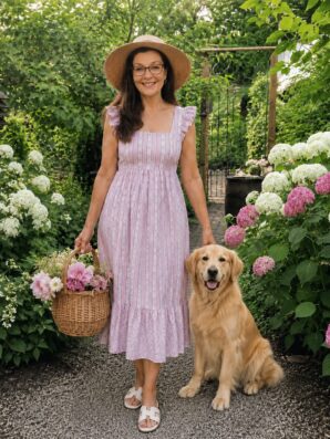 Mekko Rosalie Stripe – romanttinen puuvillamekko