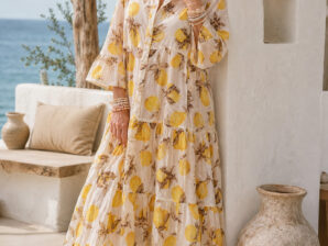 POSITANO LEMON – pitkä puuvillamekko sitruunakuosilla