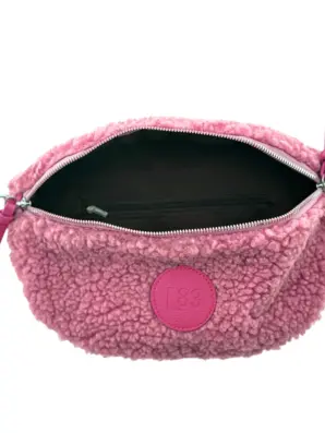 Naisten teddy crossbody-laukku – roosa, 2 olkahihnaa