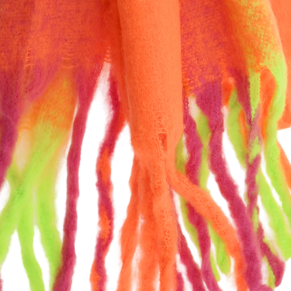 Värikäs naisten huivi Mandy neonvihreä oranssi pinkki ruutukuosi