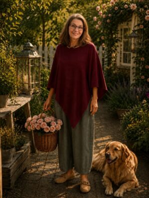 Burgundi poncho