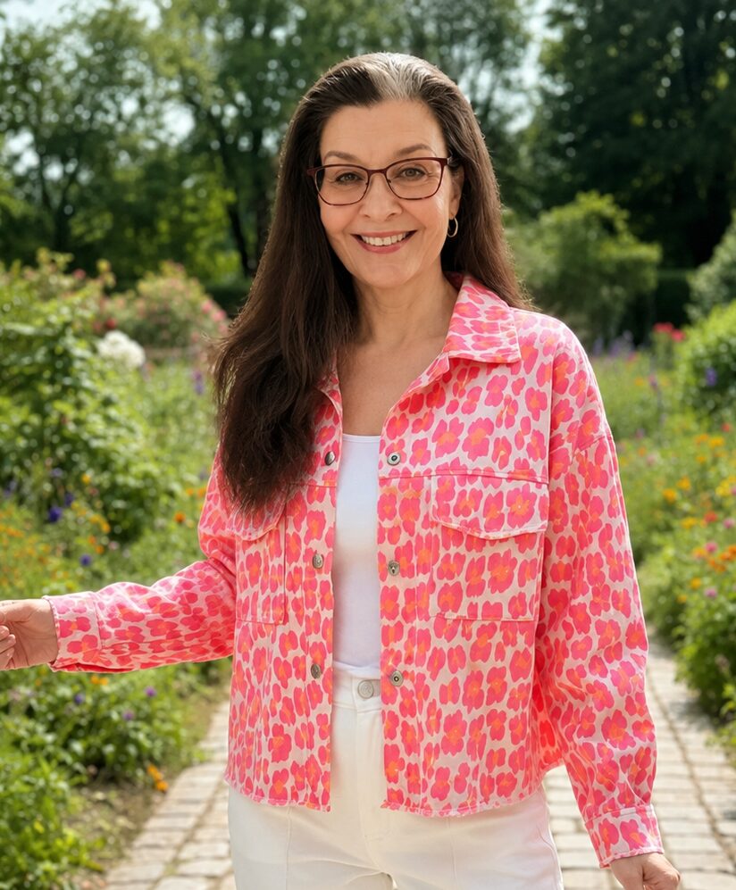Rosalie farkkutakki – pinkki leopardikuosi
