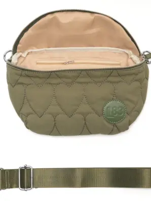 Naisten crossbody-laukku Jill – khakinvihreä sydänkuosi