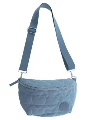 Farkunsininen naisten crossbody-laukku Jill tikatulla sydänkuosilla