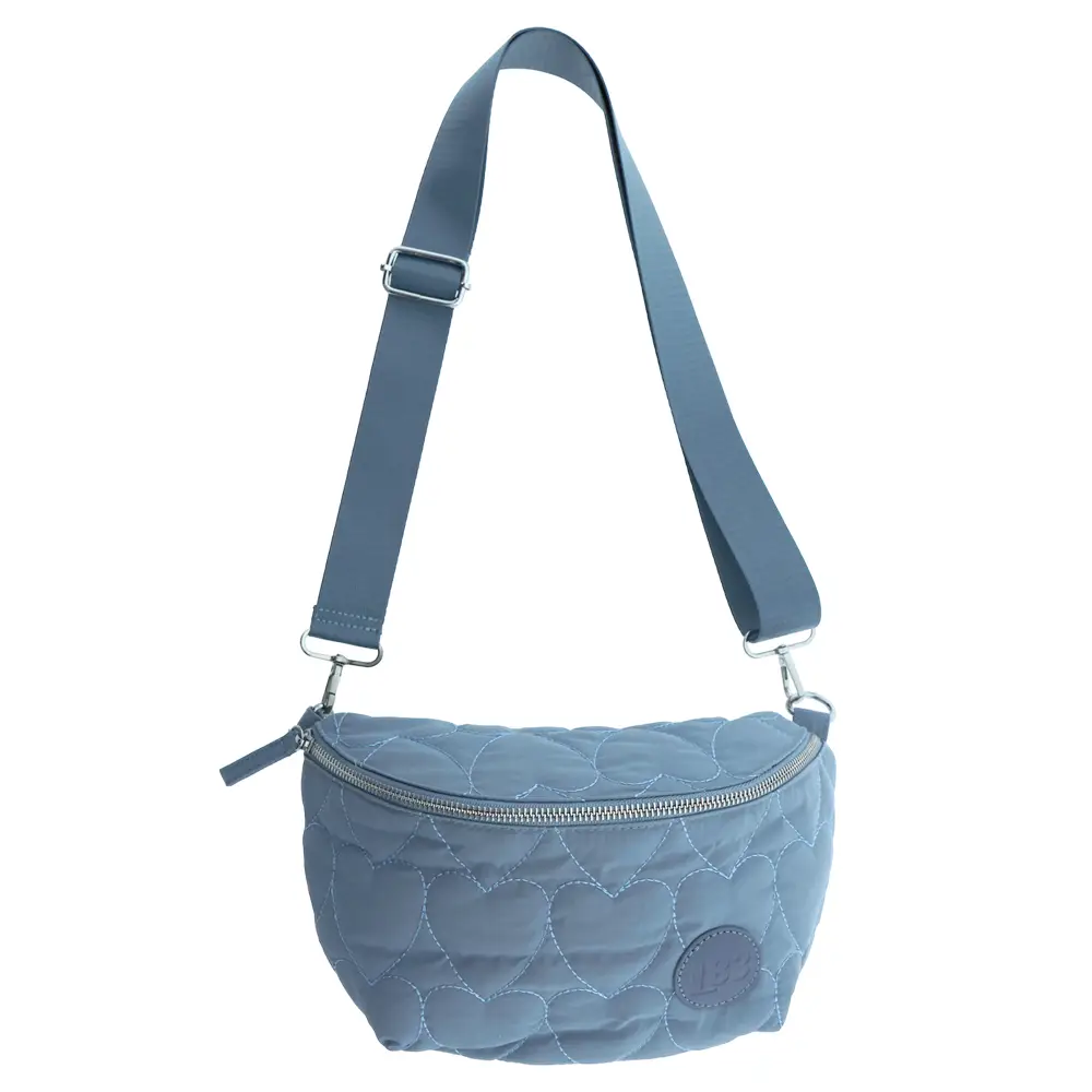 Farkunsininen naisten crossbody-laukku Jill tikatulla sydänkuosilla