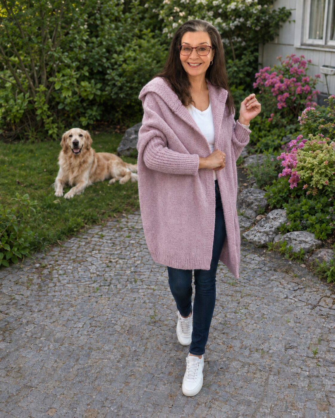 Bella – pitkä hupullinen neuletakki