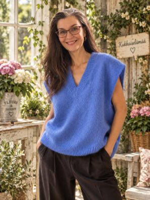 Elodie 80 % Kid Mohair -neuleliivi – sininen